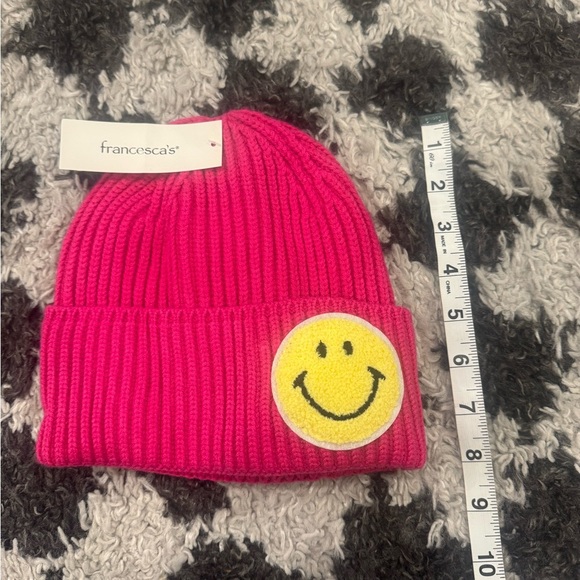 Francesca's Collections Pink Smiley Face pink Beanie- fun for all ages😀zoom in: - Picture 3 of 7